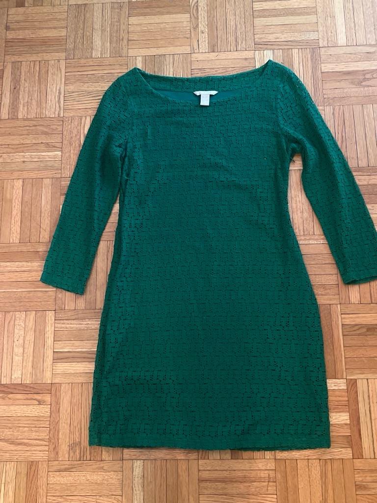 Banana Republic Emerald Green Textured Knit Long Sleeve Dress